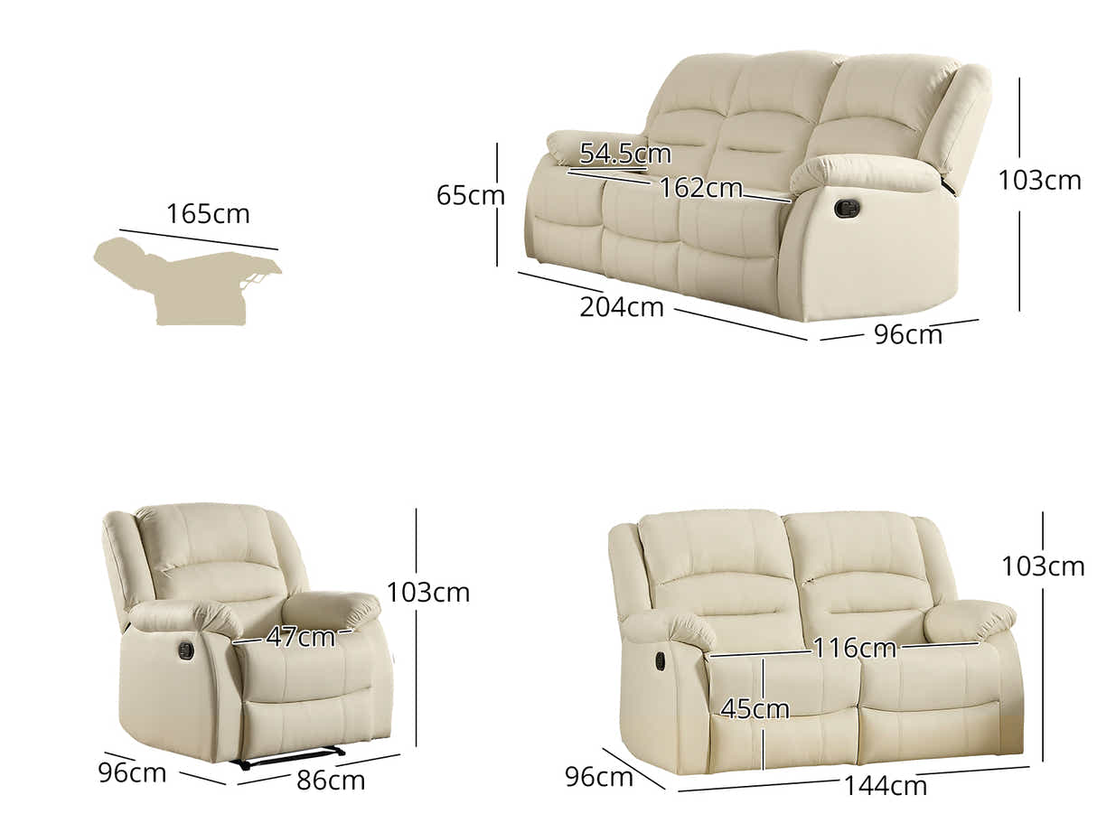 Porter Manual Recliner Sofa Set - Beige