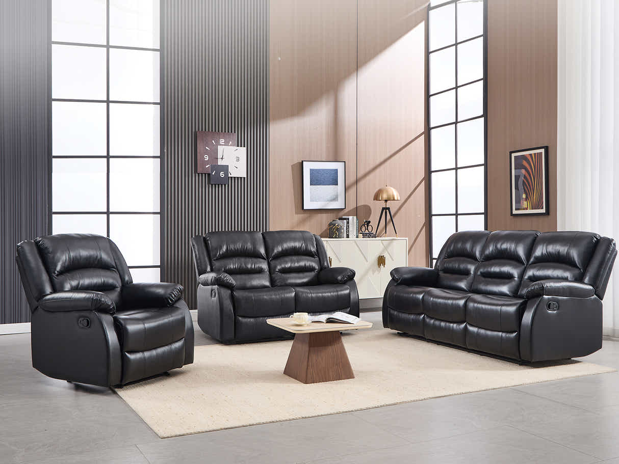 Porter Manual Recliner Sofa Set - Black
