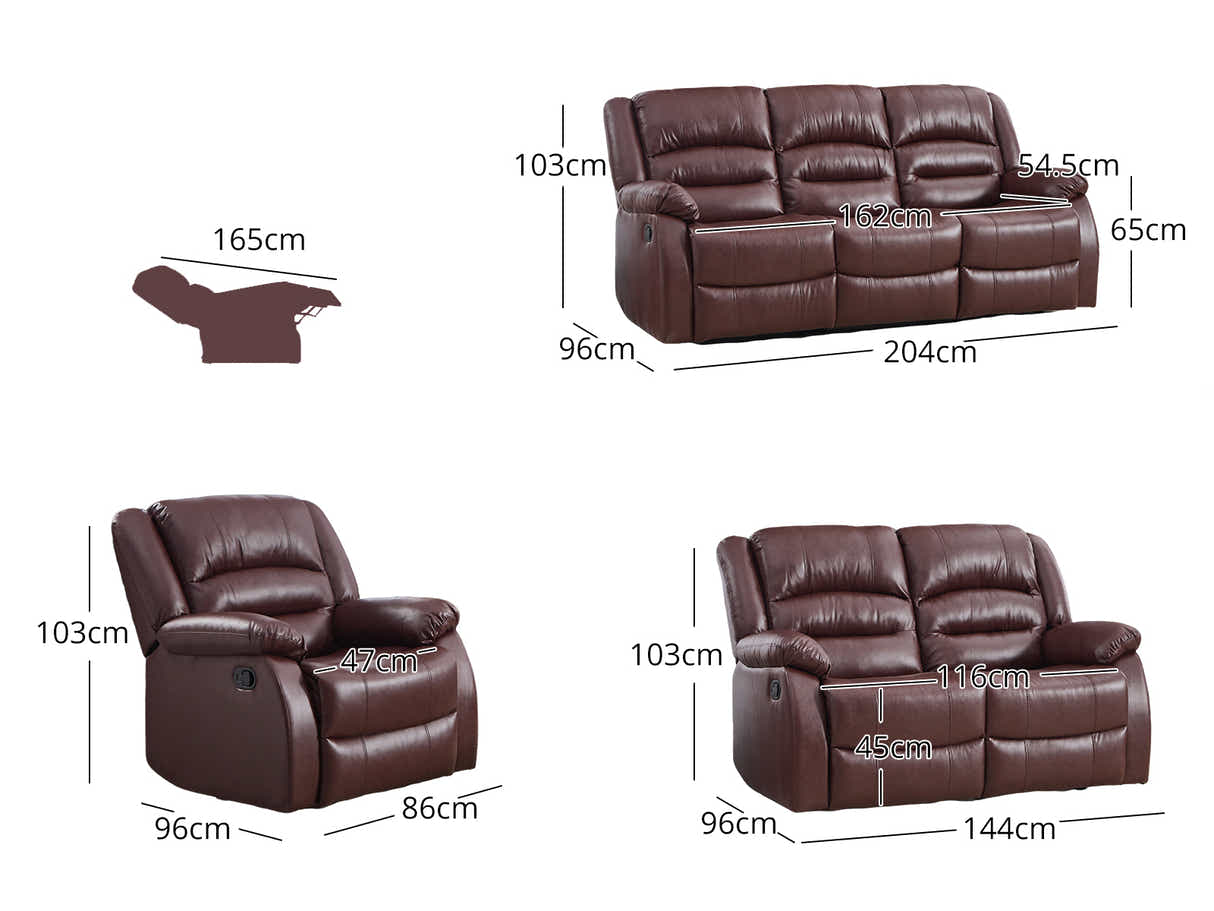 Porter Manual Recliner Sofa Set - Brown
