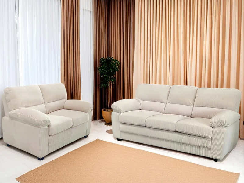 Lincole Corduroy 2-Piece Sofa Set - Beige
