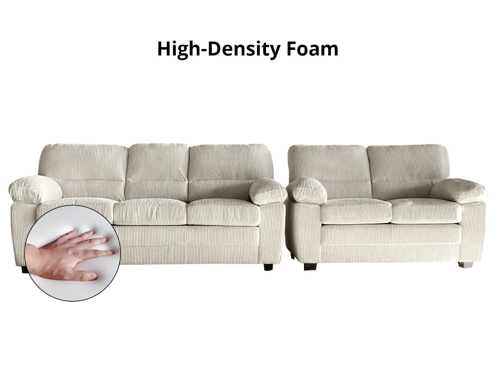 Lincole Corduroy 2-Piece Sofa Set - Beige