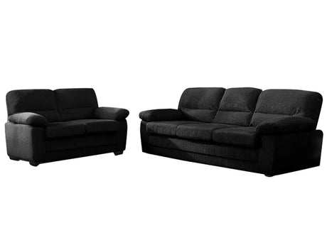 Lincole Corduroy Sofa Set Black