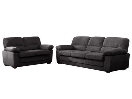 Lincole Corduroy Sofa Set Dark Grey