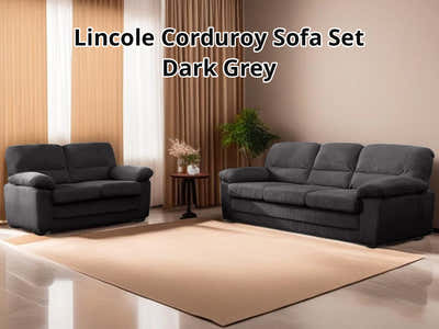Lincole Corduroy 2-Piece Sofa Set - Dark Grey