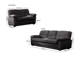 Lincole Corduroy 2-Piece Sofa Set - Dark Grey
