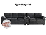 Lincole Corduroy 2-Piece Sofa Set - Dark Grey