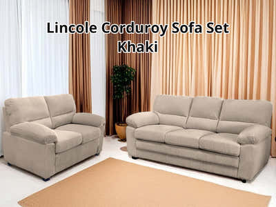 T Lincole Corduroy Sofa Set Khaki