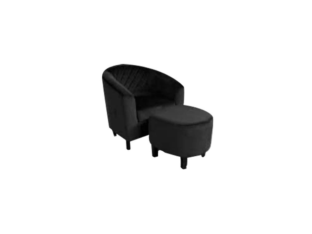 DS Cambia Tub Chair with Ottoman Velvet - Black