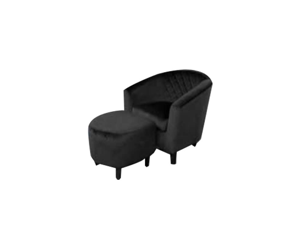 DS Cambia Tub Chair with Ottoman Velvet - Black