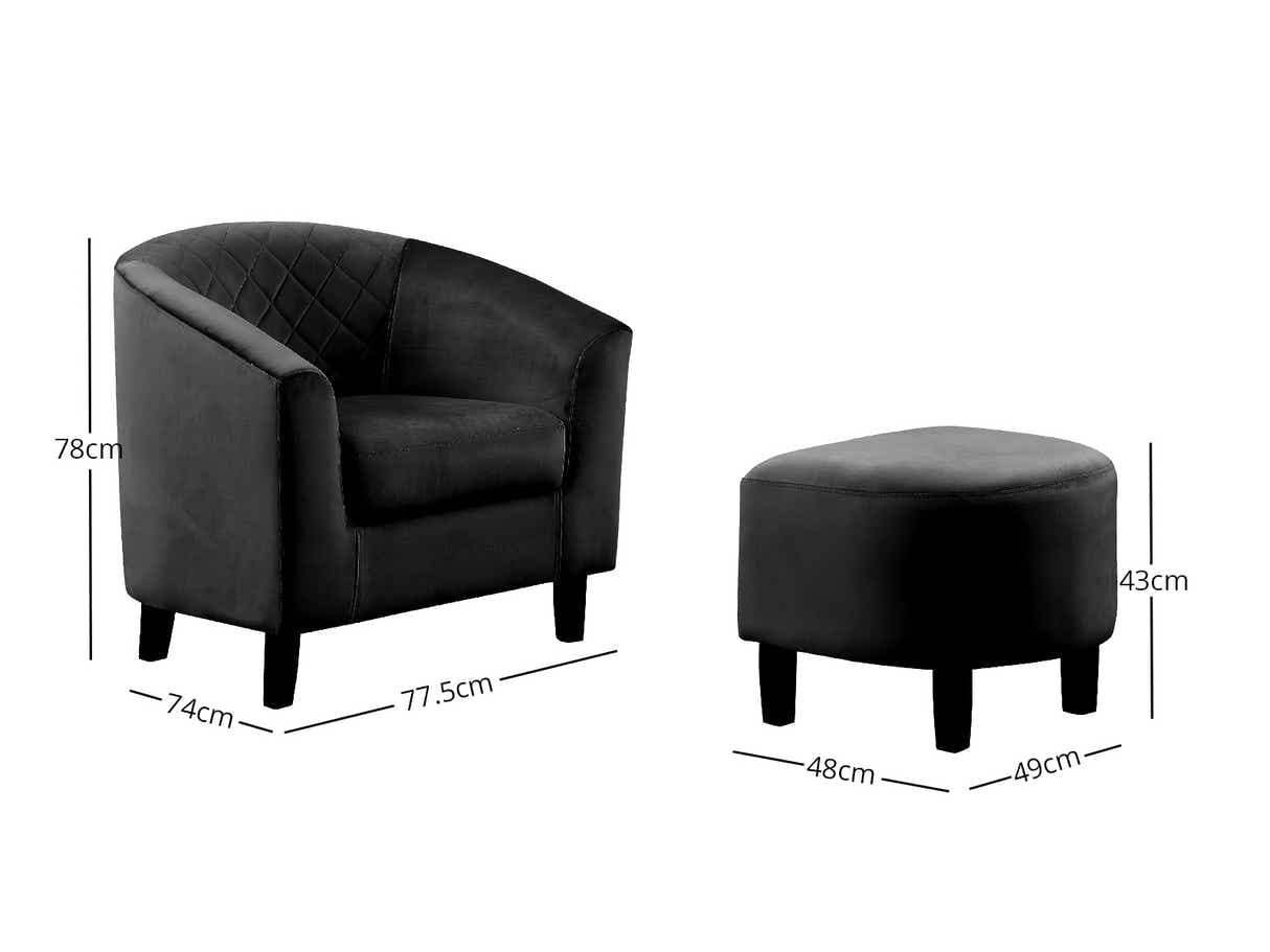 DS Cambia Tub Chair with Ottoman Velvet Black