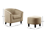Tub Chair with Ottoman Velvet Light Brown