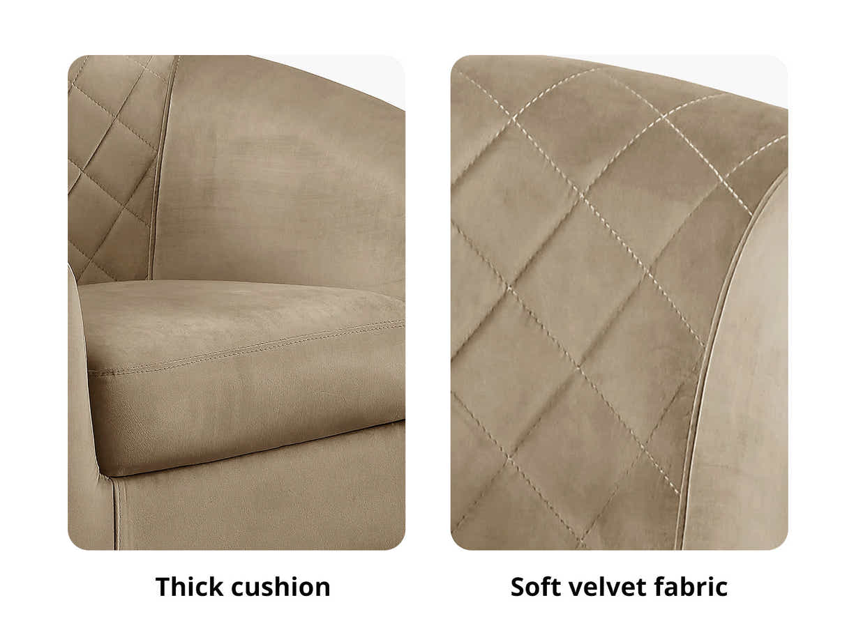 DS Tub Chair with Ottoman Velvet Light Brown