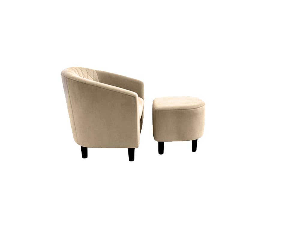 DS Cambia Tub Chair with Ottoman Velvet - Light Brown