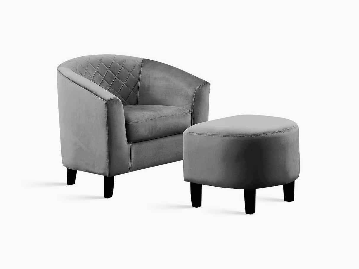 DS Tub Chair with Ottoman Velvet Dark Grey
