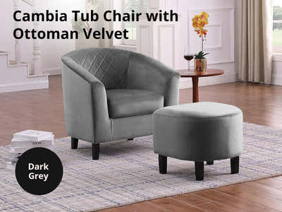 DS Tub Chair with Ottoman Velvet - Dark Grey