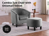 DS Tub Chair with Ottoman Velvet Dark Grey