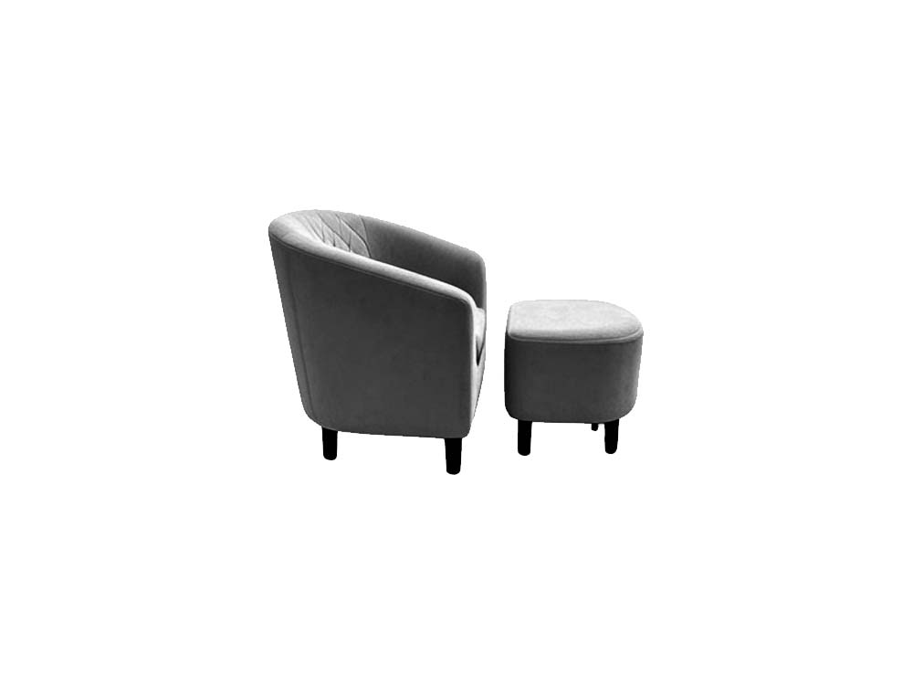 DS Tub Chair with Ottoman Velvet - Dark Grey