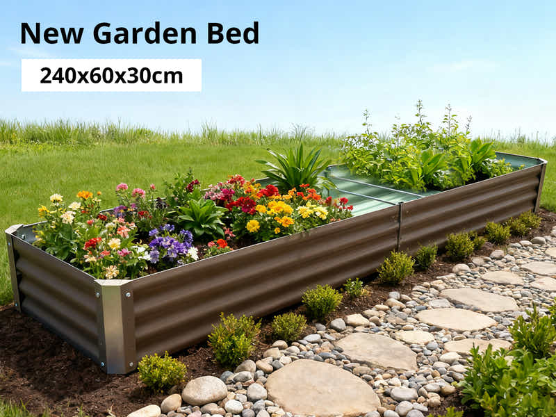 Galvanized Steel Garden Bed 240x60x30 cm