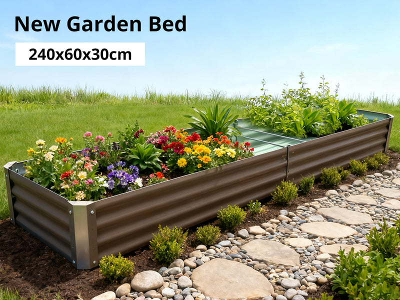Galvanized Steel Garden Bed 240x60x30 cm