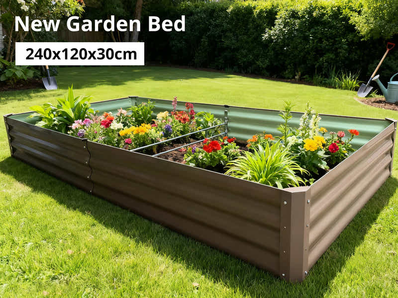 Galvanized Steel Garden Bed 240x120x30 cm