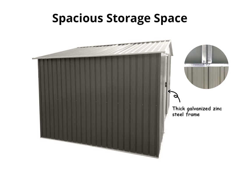 Galvanized Steel Garden Shed 8ft x 8ft