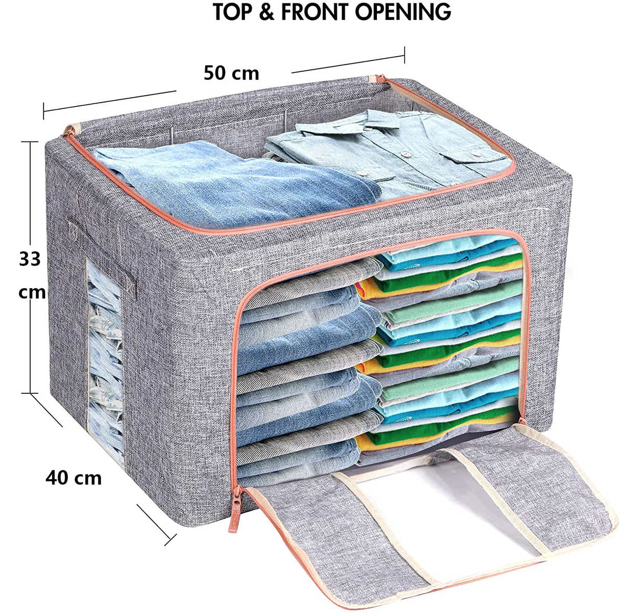 DS BS Foldable Steel Frame Clear Window Storage Bins Box-66L