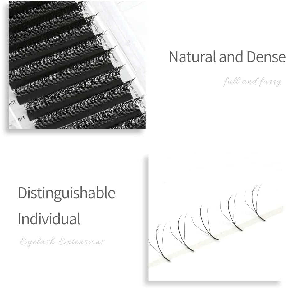 DS BS W Lashes Extensions D Curl Mixed Tray(0.07-D, 8-14mm Mix)