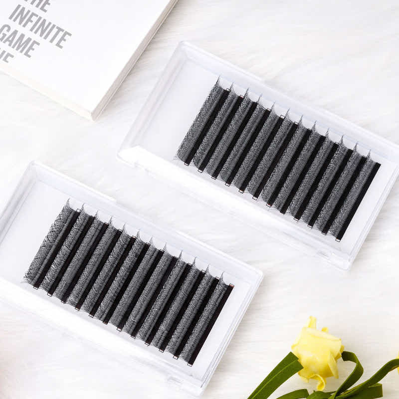 DS BS W Lashes Extensions D Curl Mixed Tray(0.07-D, 8-14mm Mix)