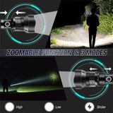 DS BS High Lumen LED Rechargeable Super Bright Torch Flashlight-27CM