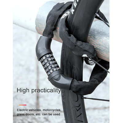 DS BS 5 Digit Combination Anti Theft Bicycle Chain Lock-Black