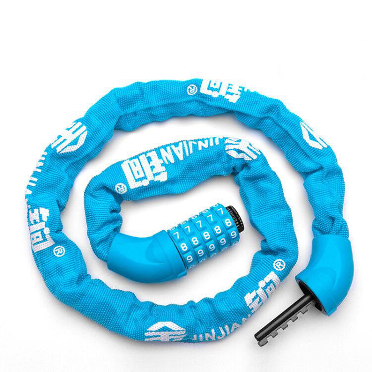 DS BS 5 Digit Combination Anti Theft Bicycle Chain Lock-Blue