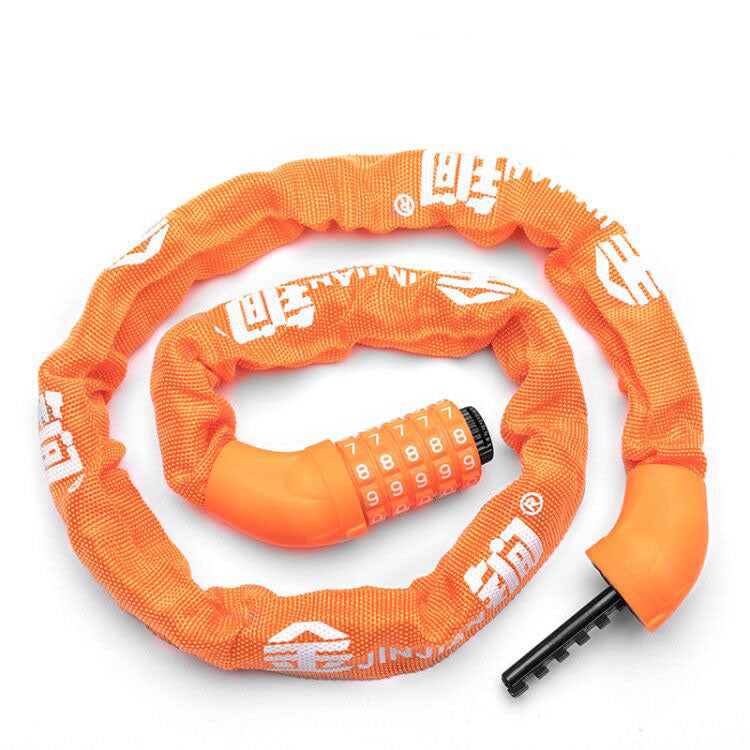 DS BS 5 Digit Combination Anti Theft Bicycle Chain Lock-Orange