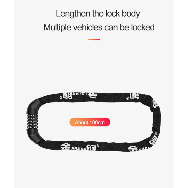 DS BS 5 Digit Combination Anti Theft Bicycle Chain Lock-Orange