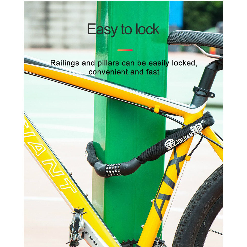 DS BS 5 Digit Combination Anti Theft Bicycle Chain Lock-Orange