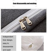 DS BS 120CM Cotton Linen Filled Triangular Wedge Bed Cushion-Black Gray