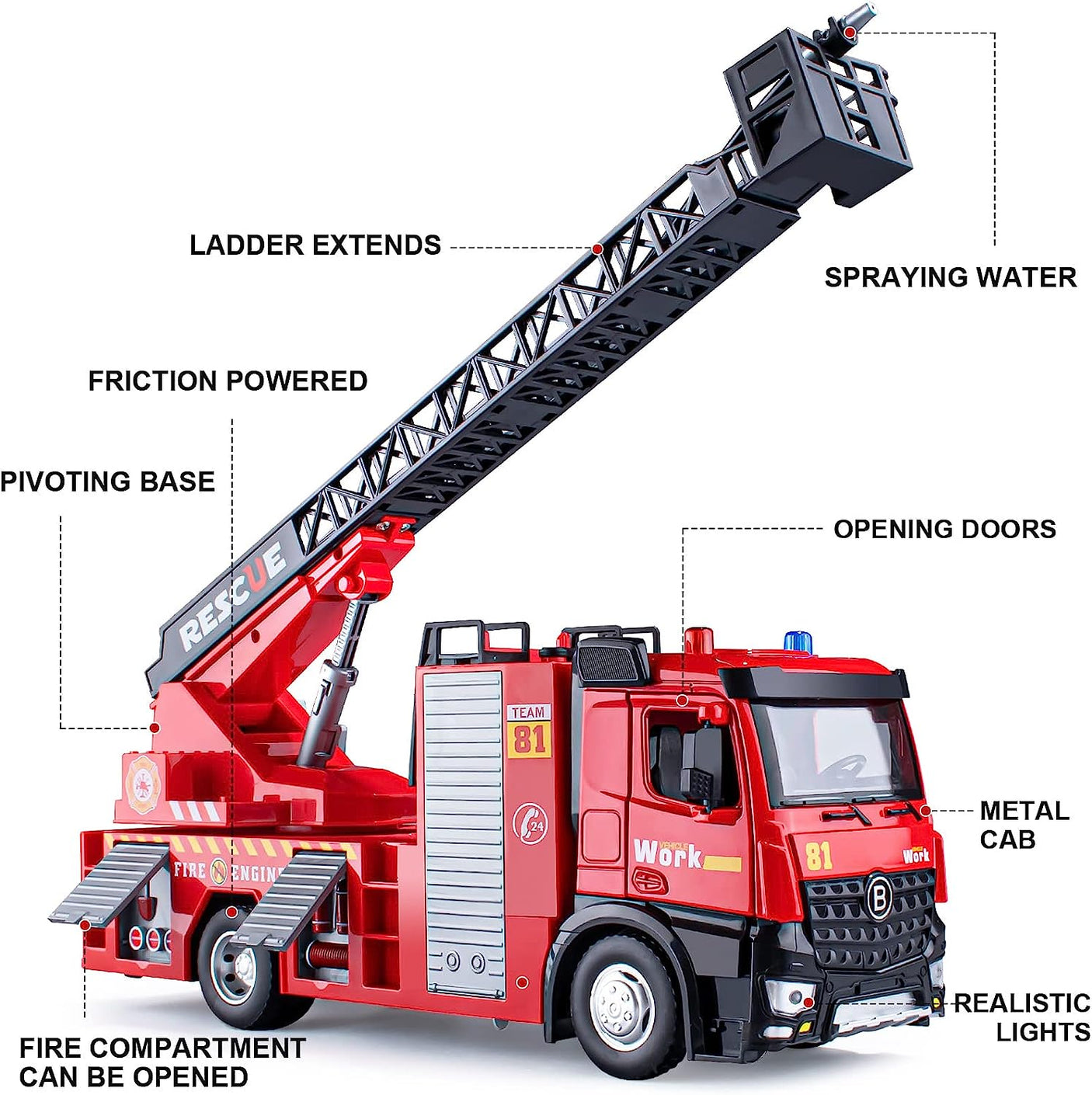 DS BS Fire Engine Truck Fire Truck Toy Metal Cab