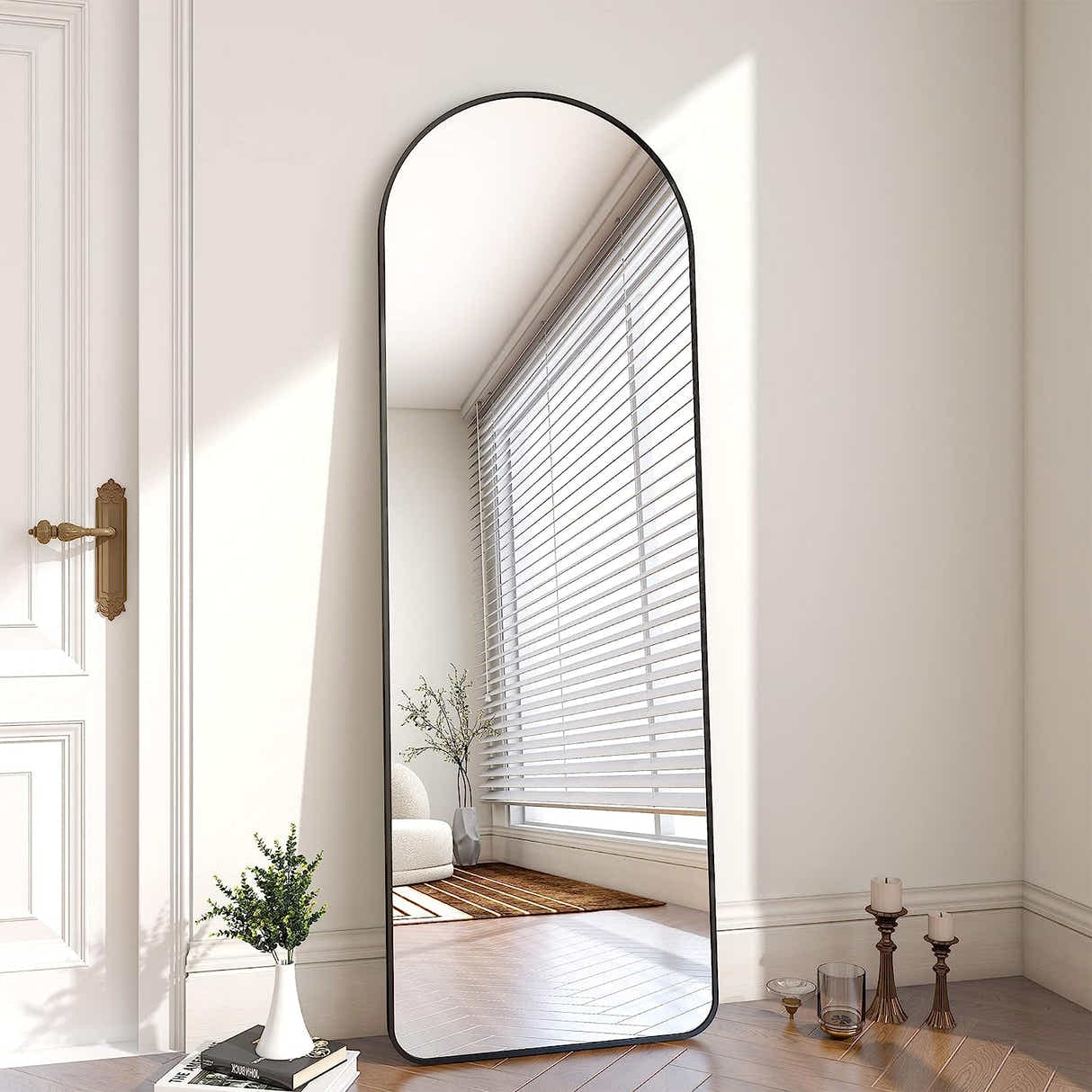 DS BS Aluminum Alloy Frame Arched Mirror 162×57cm