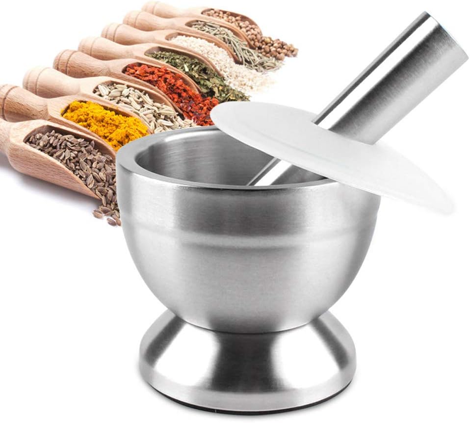DS BS Stainless Steel Mortar and Pestle Spice Grinder