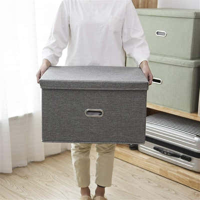 DS BS Collapsible Storage Bins with Lids and Handles-L