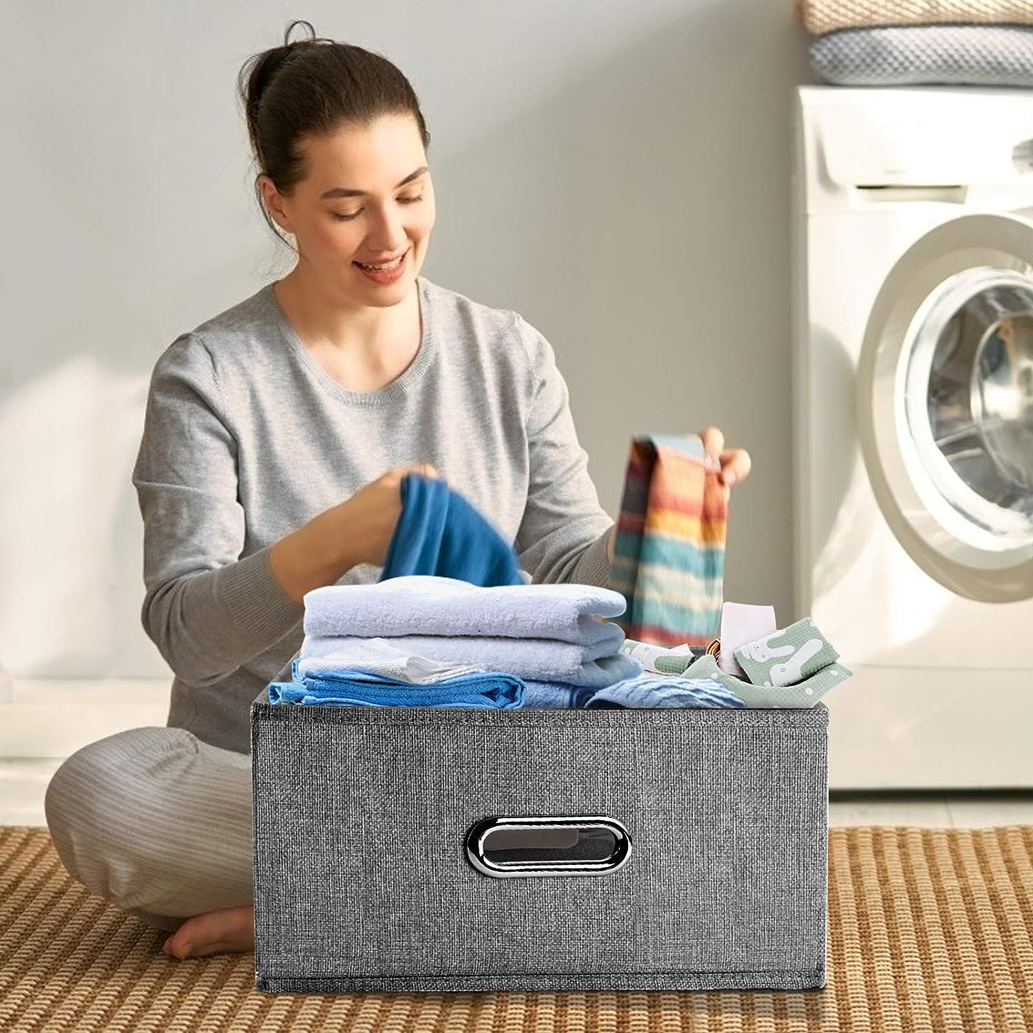 DS BS Collapsible Storage Bins with Lids and Handles-L