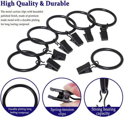 DS BS 30 Pack Curtain Rings with Clips Hooks