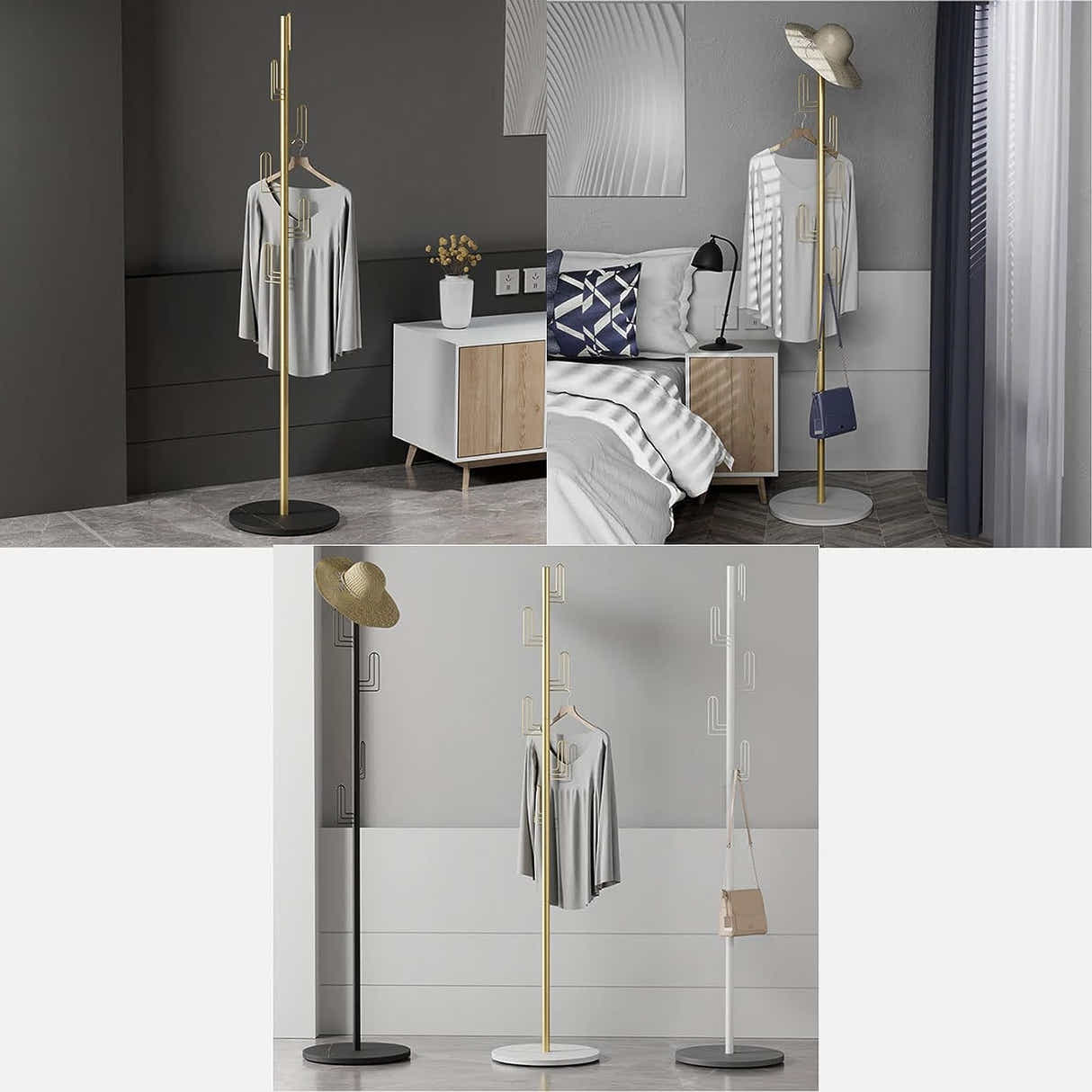 DS BS Cactus Metal Coat Rack Sintered Stone Base-Black