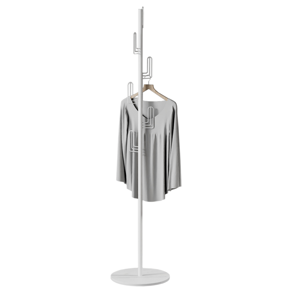 DS BS Cactus Metal Coat Rack Sintered Stone Base-White