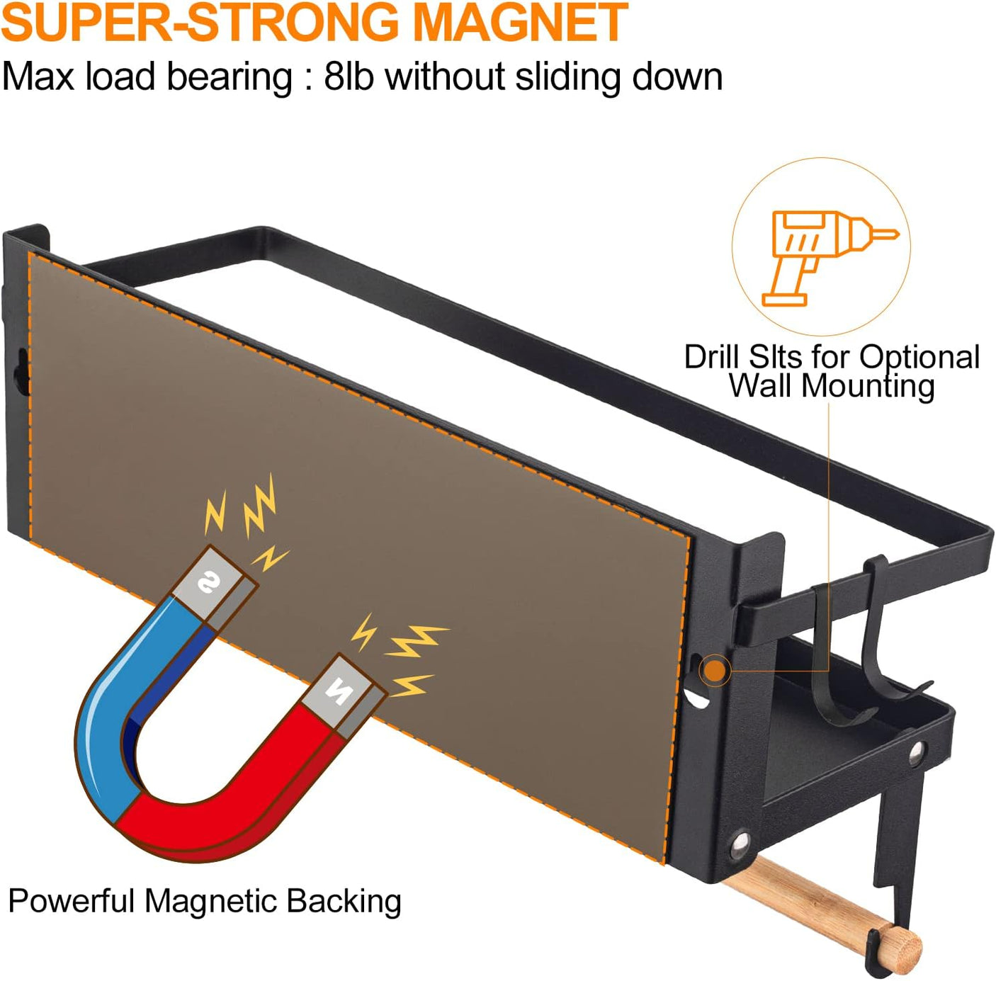DS BS 2 in 1 Magnetic Spice Rack with Hooks
