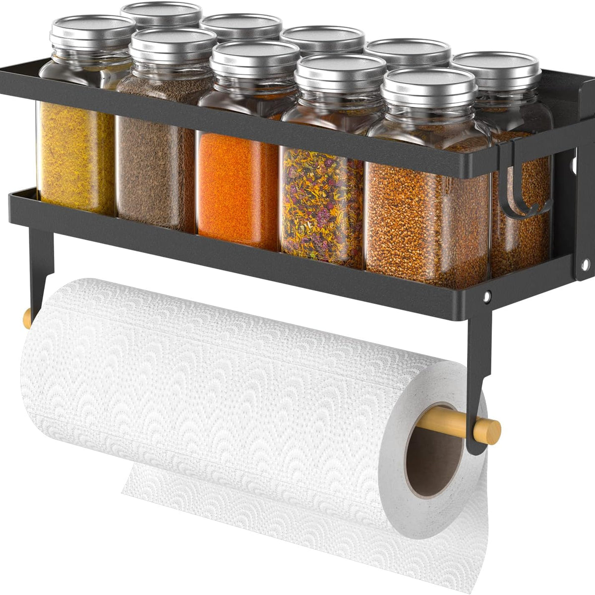 Locking Spice Rack DS BS 2 in 1 Magnetic Spice Rack with Hooks –Affordable Home & Living ...
