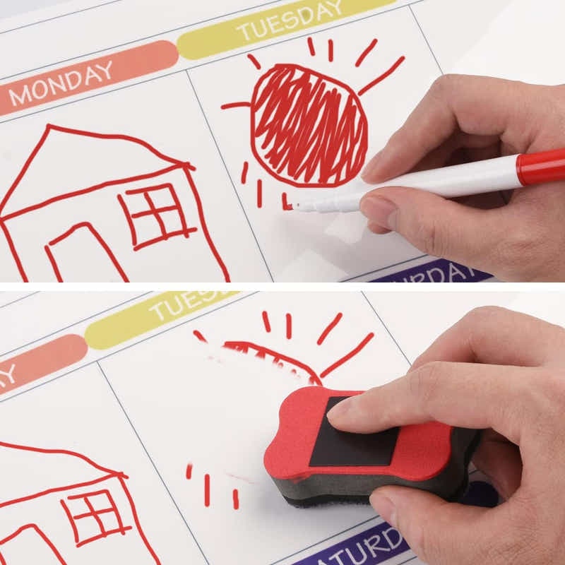 DS BS Weekly Fridge Calendar Whiteboard with Marker & Eraser