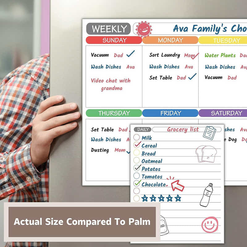 DS BS Weekly Fridge Calendar Whiteboard with Marker & Eraser