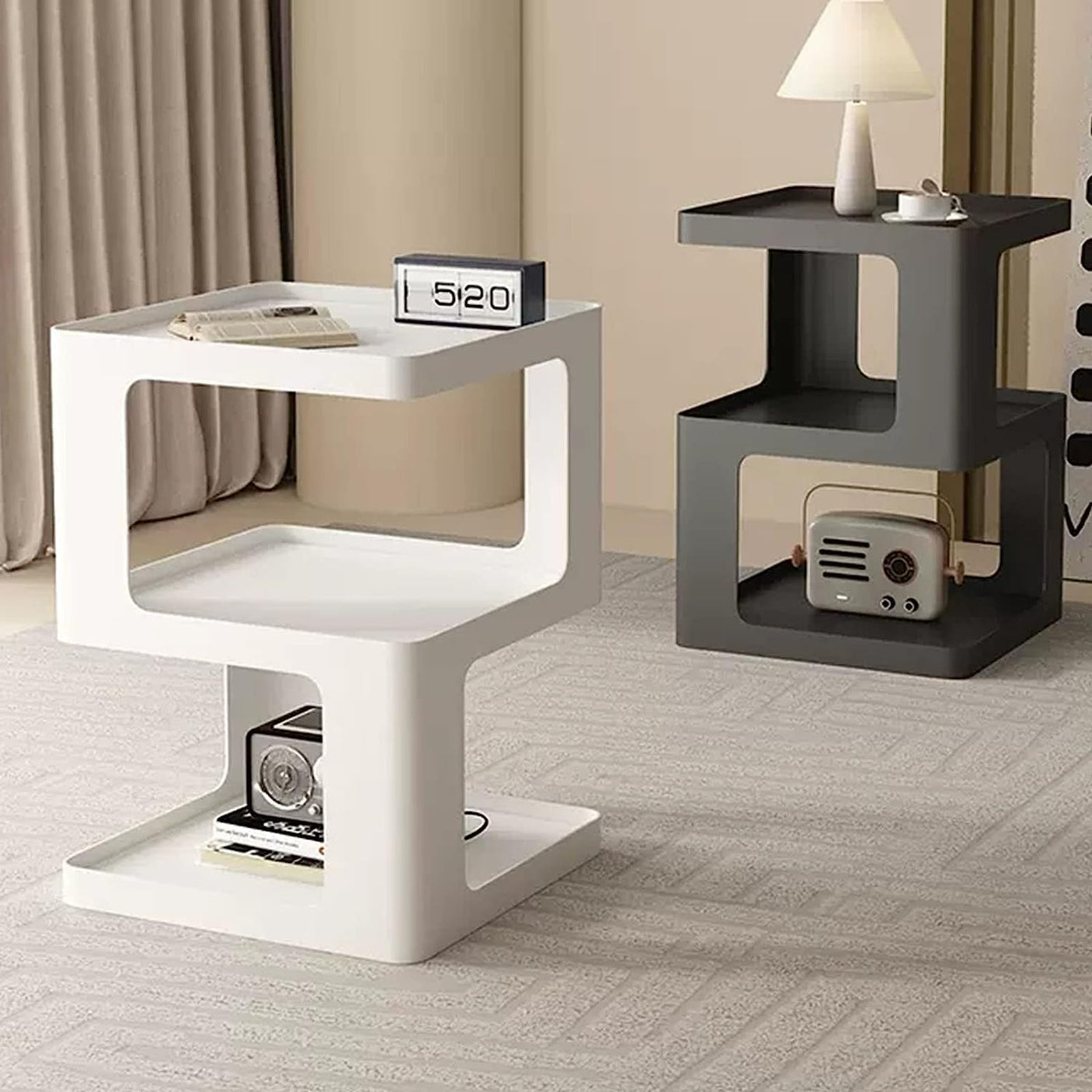 DS BS Modern Creative Design Bedside Table-Cream