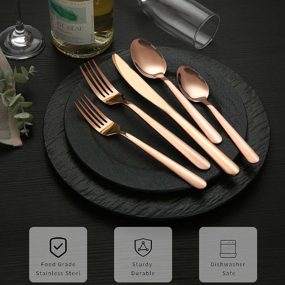 DS BS 20 Pcs Stainless Steel Flatware Set Tableware Set-Rose Glod