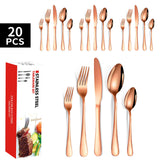 DS BS 20 Pcs Stainless Steel Flatware Set Tableware Set-Rose Glod